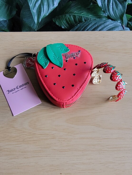 Juicy Couture Accessories - Juicy Couture Red Strawberry Coin Pouch & Strawberry Cuff Bracelet